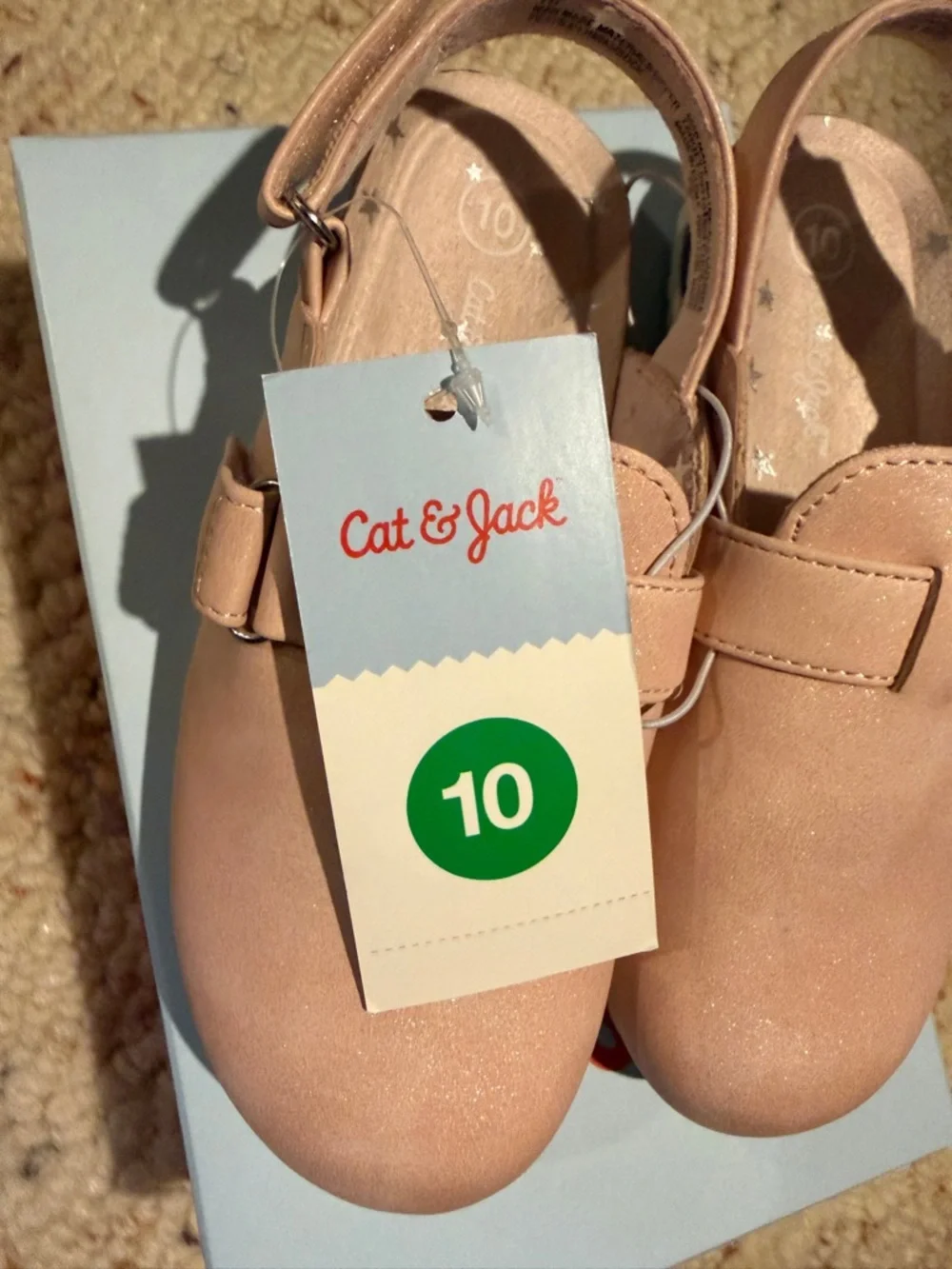 Cat & Jack Size 10 Girls' Light Pink Slingback‎ Mary Jane Shoes NWT